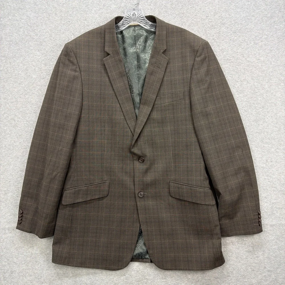 Haggar 1926 Originals Blazer Men 42 Long Brown Glen Plaid Suit Sport Coat Jacket